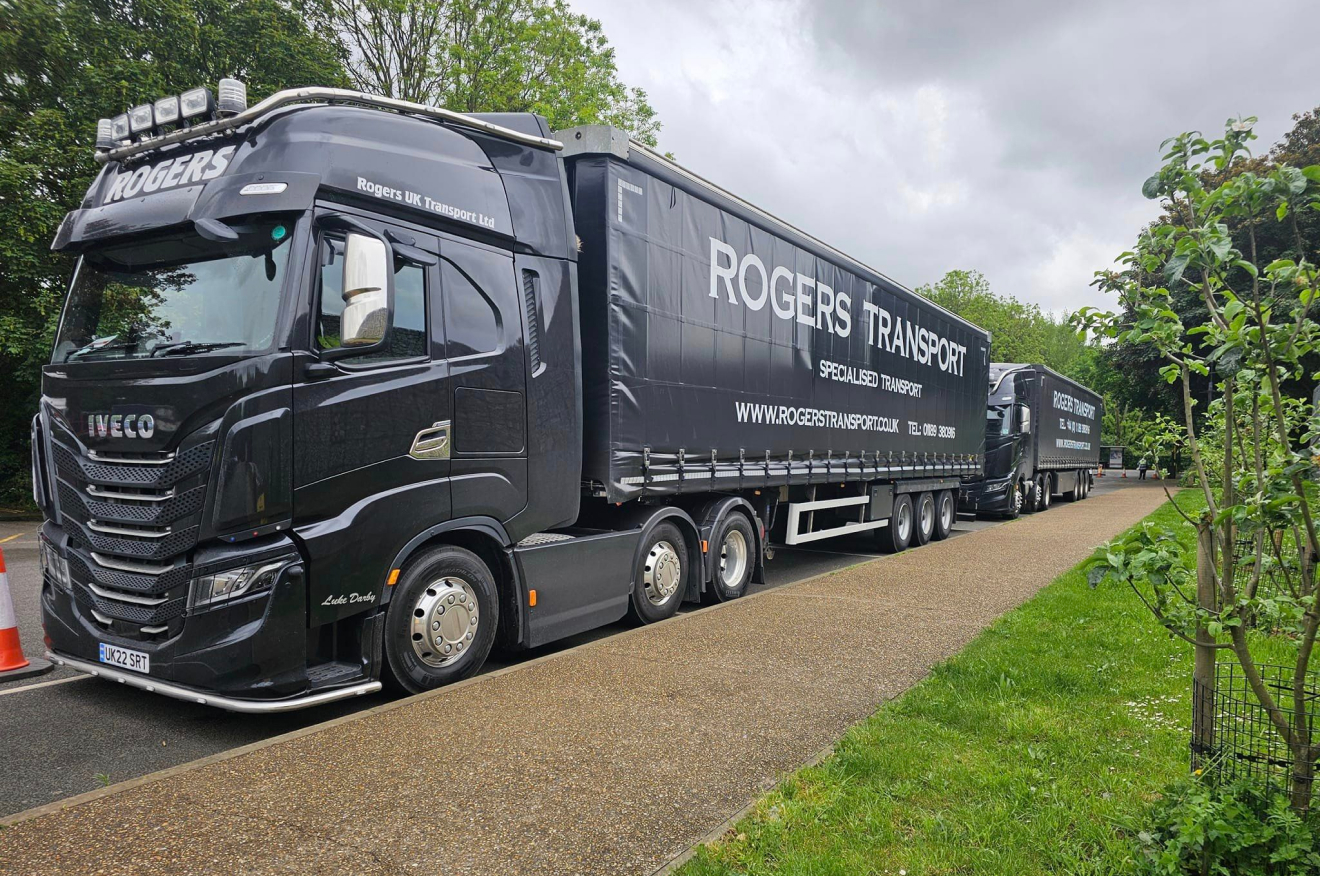 Rogers Transport articulated lorry with curtain side trailer