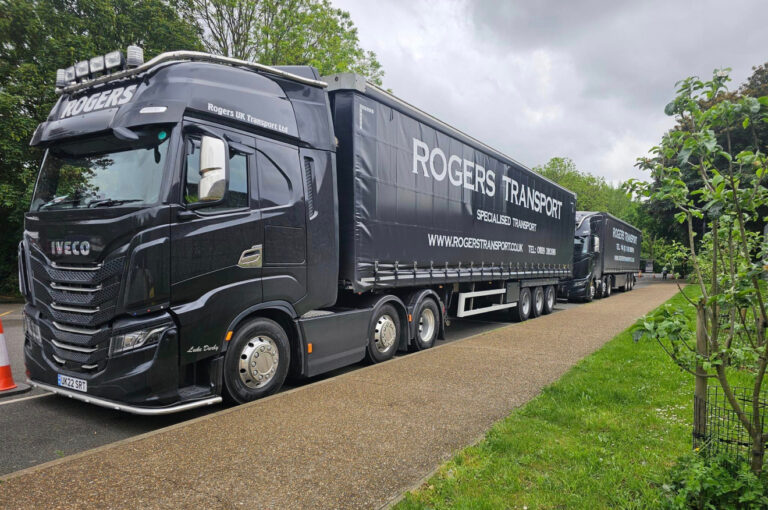 Black IVECO S-Way with Rogers Transport curtain side trailer